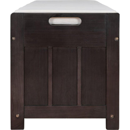 Storage Bench with 3 Shutter-shaped Doors, Shoe Bench with Removable Cushion and Hidden Storage Space (Espresso