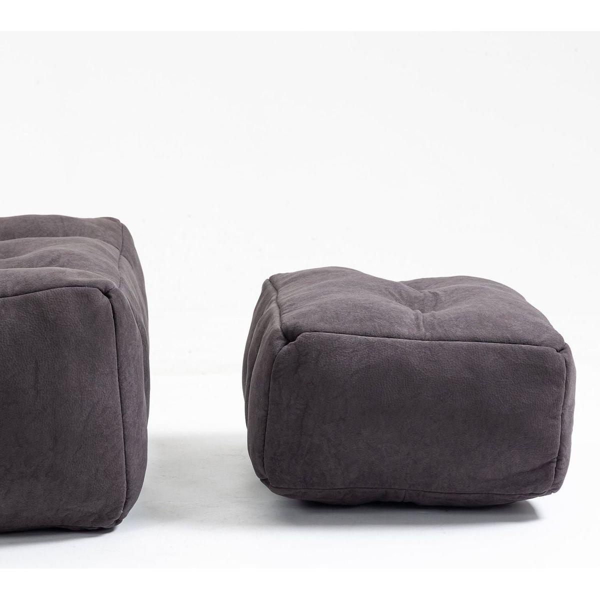 Fluffy bean bag chair, comfortable bean bag for adults and children, super soft lazy sofa chair with memory foam and ottoman, indoor modern focus bean bag chair for living room, bedroom, apartment