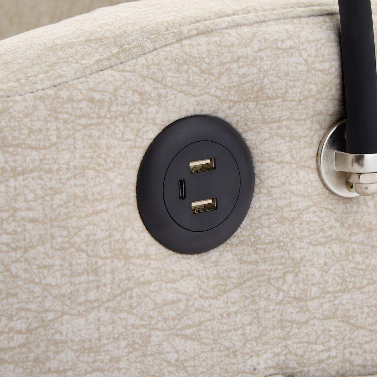 55.9" Convertible Sofa Bed Loveseat Sofa with Three USB Ports, Two Side Pockets, Two Cup Holders and 360Swivel Phone Holder for Living Room, Beige