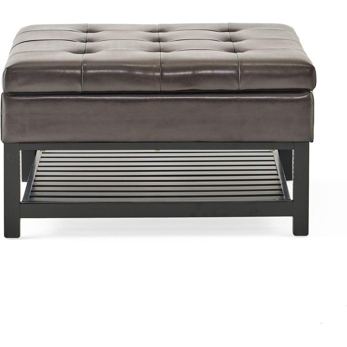 SQUARE OTTOMAN WITH STORAGE AND BOTTOM RACK