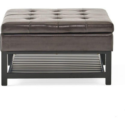SQUARE OTTOMAN WITH STORAGE AND BOTTOM RACK