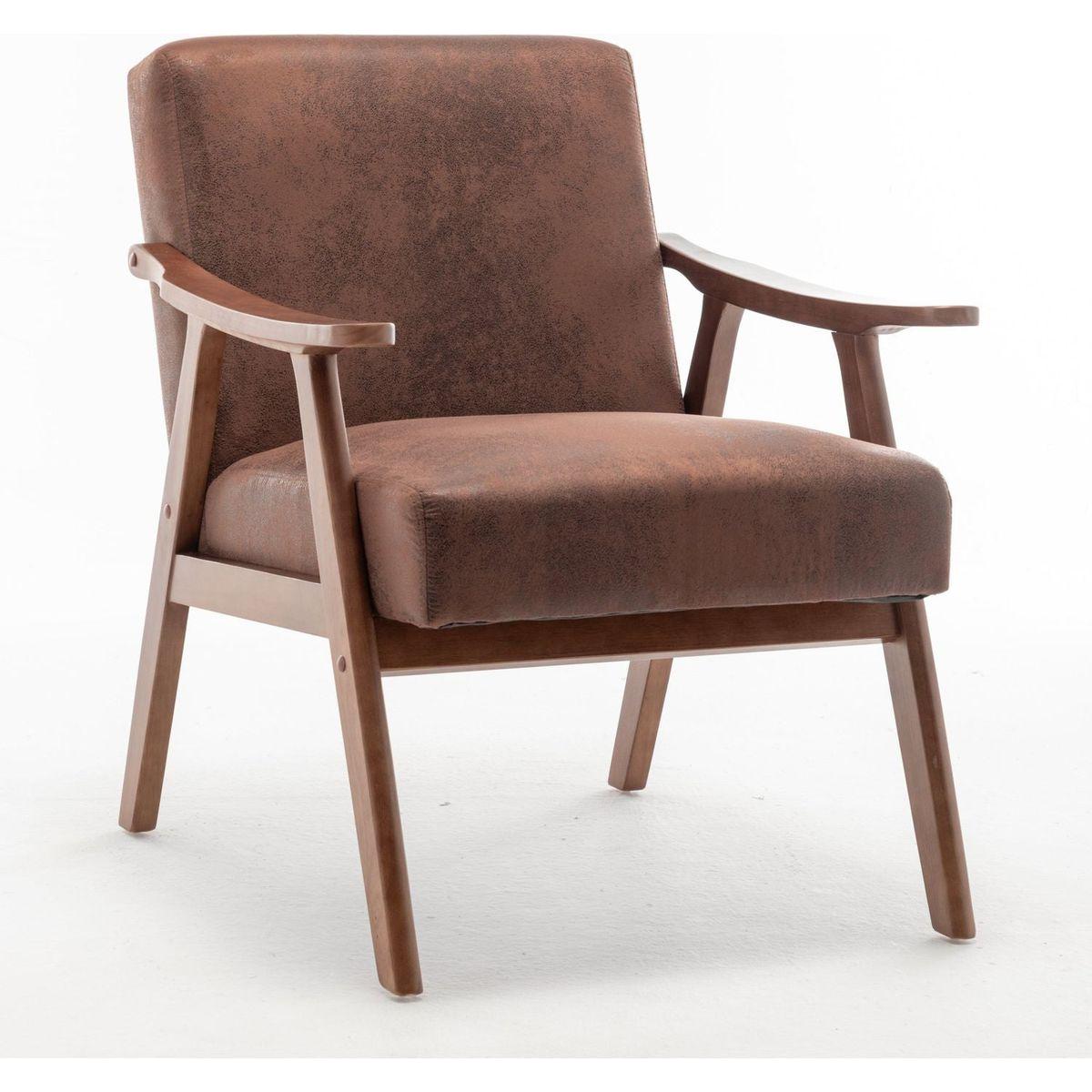 Mid-Century Modern Chair, Living Room Chair with Solid Wood Frame, Accent Chair Extra-Thick Backrest, Wingback Chair for Bedroom, Reading Room, Living Room, Lounge Chair Indoor