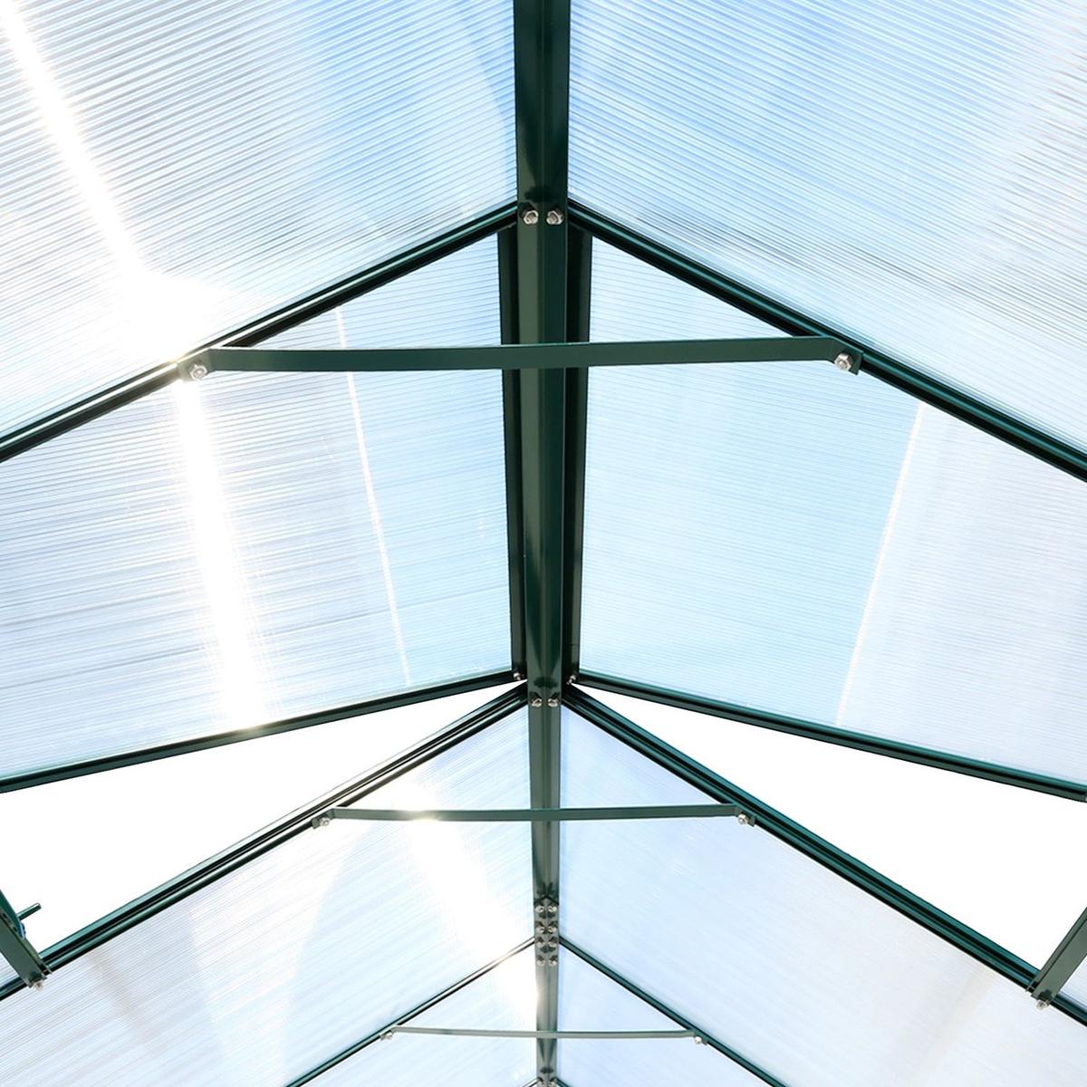6.3'x12.2'x7' Polycarbonate Greenhouse, Heavy Duty Outdoor Aluminum Walk-in Green House Kit with Rain Gutter, Vent and Door for Backyard Garden, color green