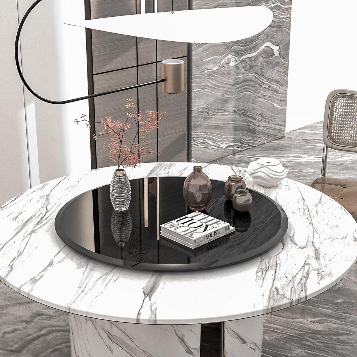 28" Inch Round Tempered Glass Table Top Black Glass 2/5 Inch Thick Beveled Polished Edge