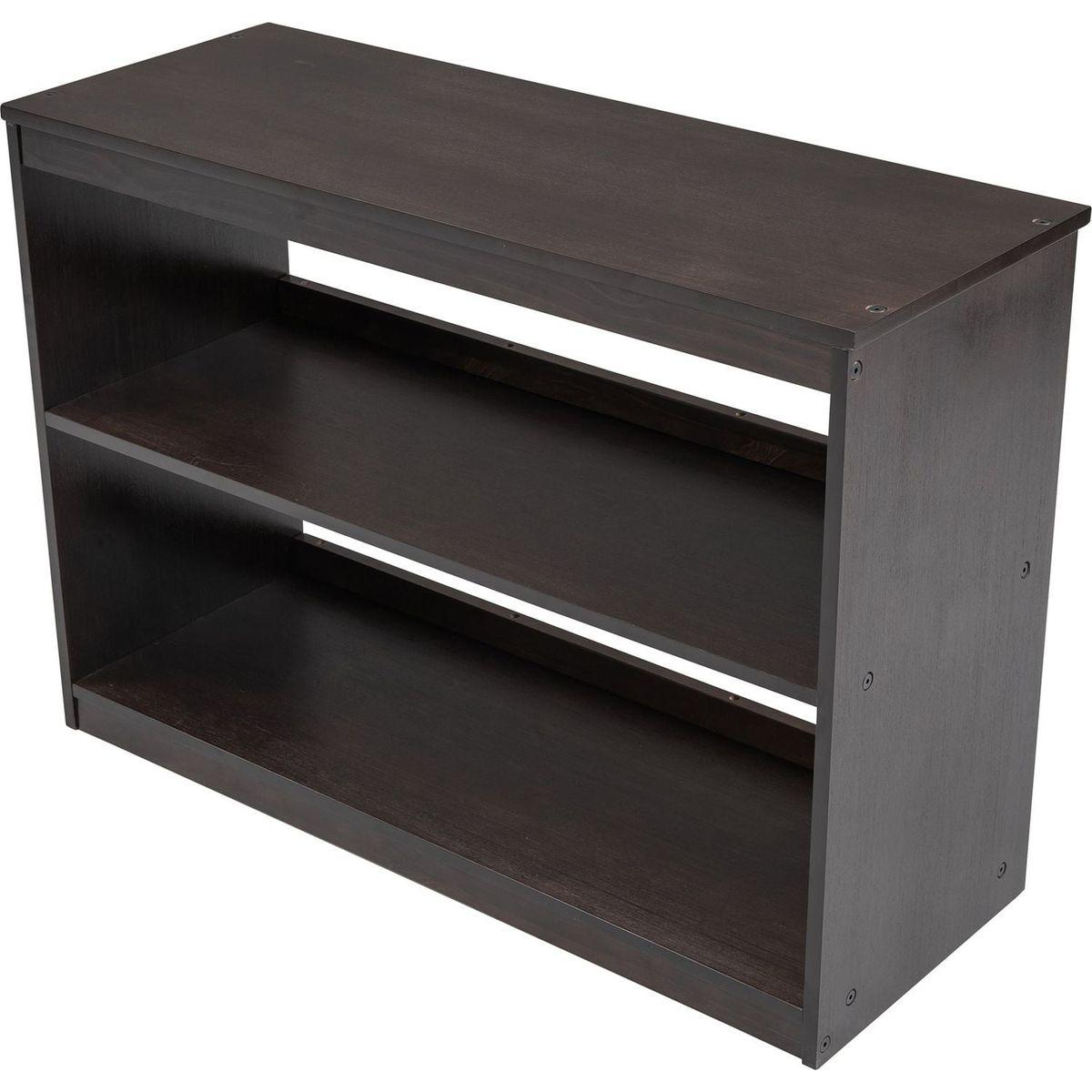 Low Study Twin Loft Bed with Cabinet and Rolling Portable Desk - Espresso