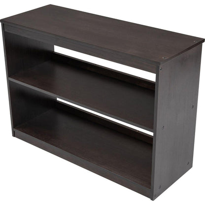 Low Study Twin Loft Bed with Cabinet and Rolling Portable Desk - Espresso