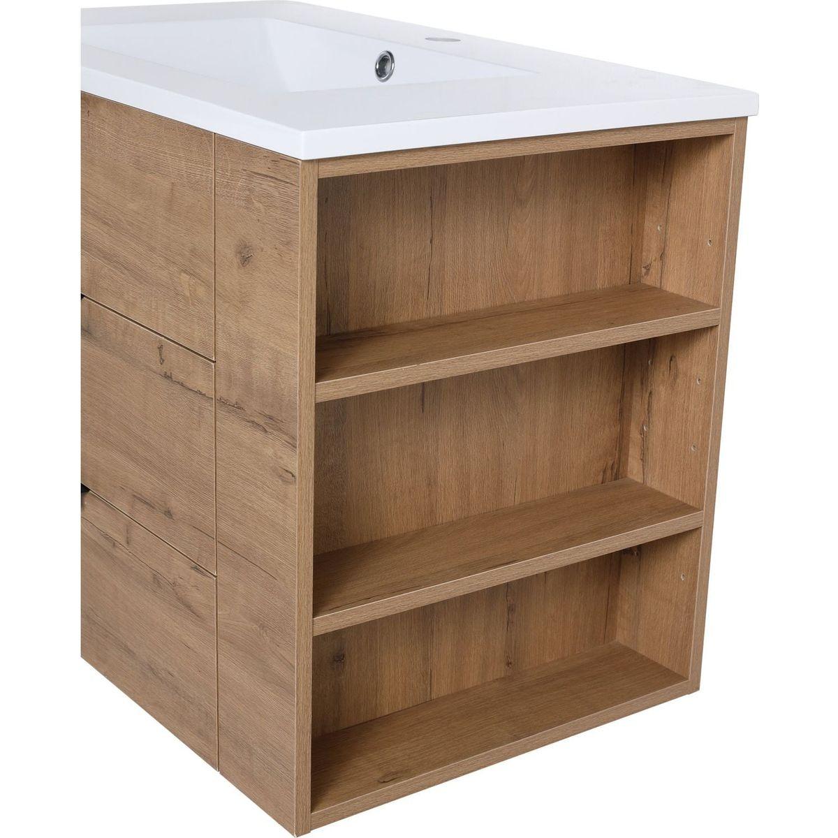 30 Inch Wall Mounting Bathroomg Vanity With Sink, Soft Close Drawer and Side Shelf-GGRB3020MOWH