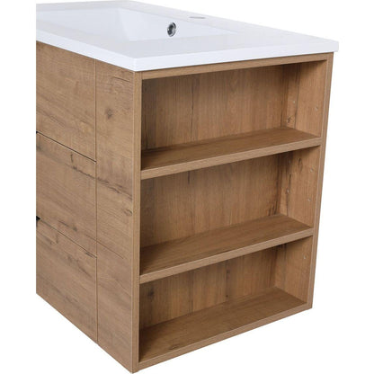 30 Inch Wall Mounting Bathroomg Vanity With Sink, Soft Close Drawer and Side Shelf-GGRB3020MOWH