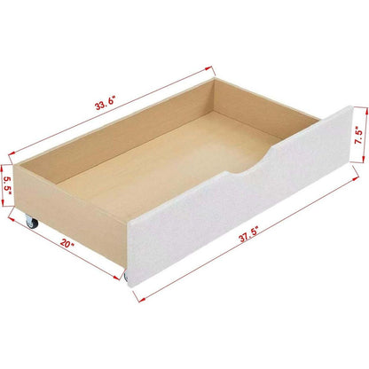 Twin Size Daybed with Drawers Upholstered Tufted Sofa Bed, with Button on Back and Copper Nail on Waved Shape Arms, Beige(81.5"x41"x30.5")