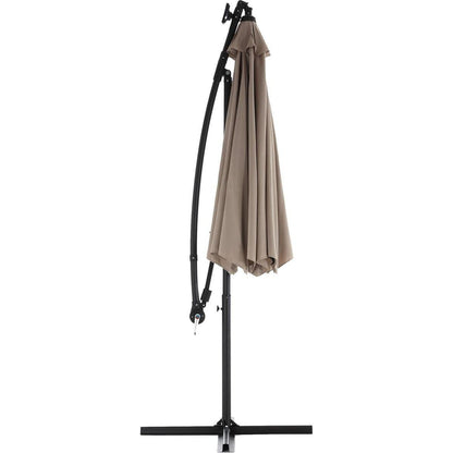 10ft Solar LED Offset Hanging Market Patio Umbrella (khaki)