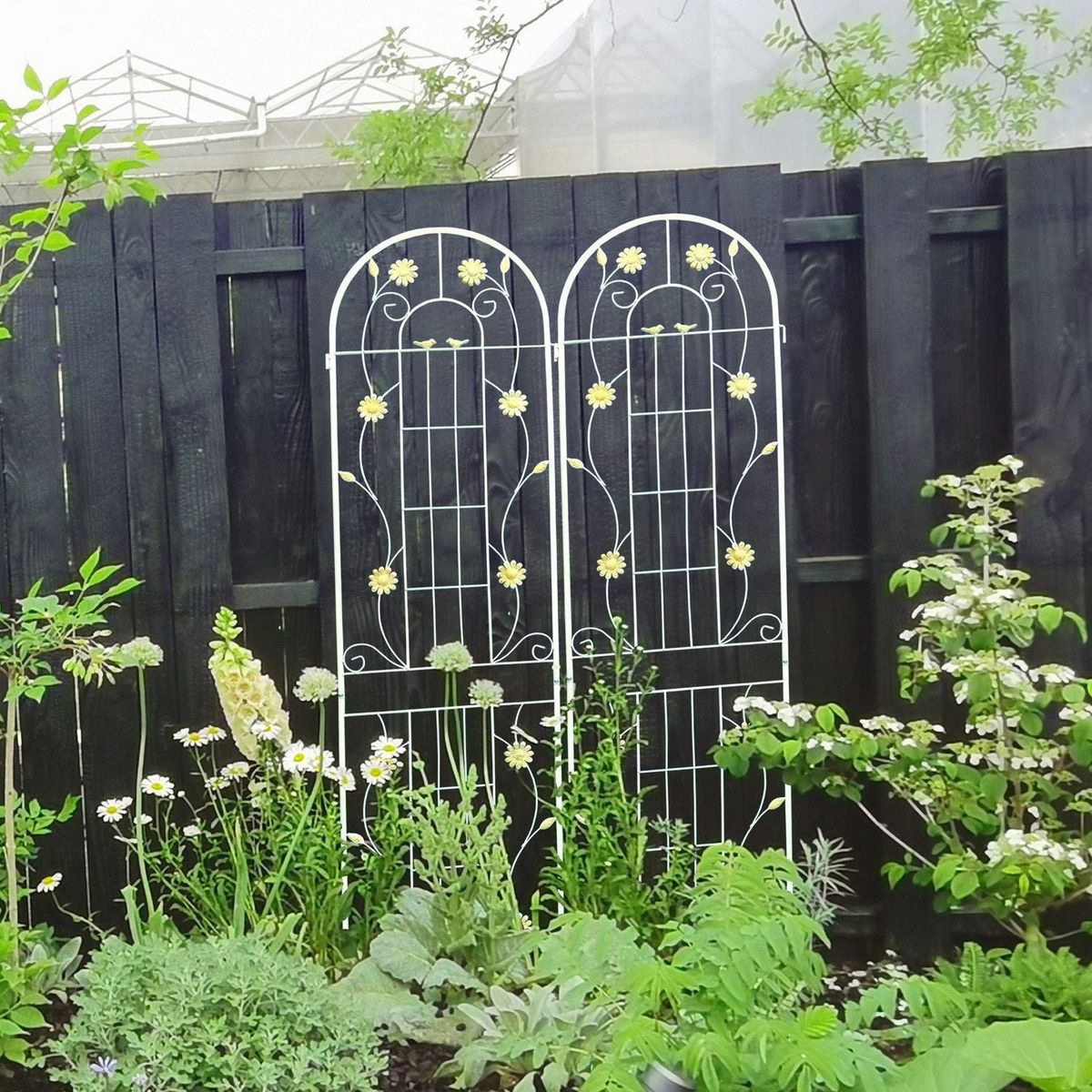 2 Pack Metal Garden Trellis 86.7" x 19.7" Rustproof Trellis for Climbing Plants Outdoor Flower Support White