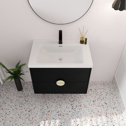 28 Inch Wall-Mounted Bathroom Vanity With Sink, For Small Bathroom (KD-Packing)