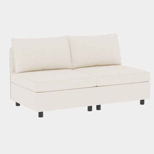 Armless Seat for Modular Sectional Sofa, Convertible Sofa Seat With Storage, Sleeper Sectional Sofa Set, Fabric Flexible Modular Combinations for Living Room(2PCS)
