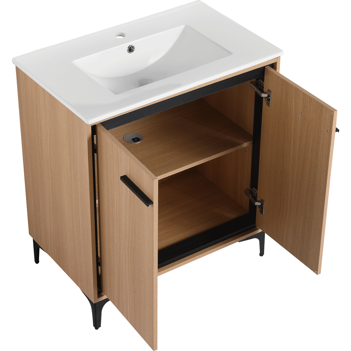 30 Inch Bathroom Vanity Base with basin, Storage Cabinet with Doors, Engineered Wood