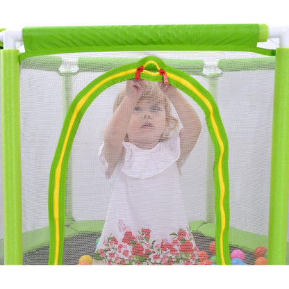 55" Toddlers Trampoline with Safety Enclosure Net and Balls, Indoor Outdoor Mini Trampoline for Kids