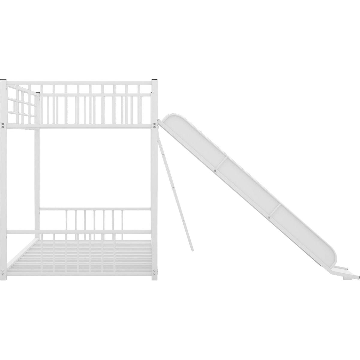 Metal Bunk Bed with Slide, Twin over Twin, White
