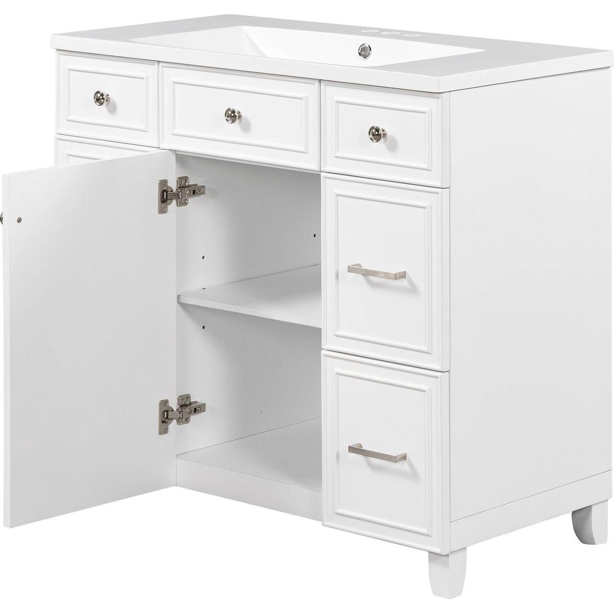 36" Bathroom Vanity Cabinet with Sink Top Combo Set,White,Single Sink,Shaker Cabinet with Soft Closing Door and Drawer