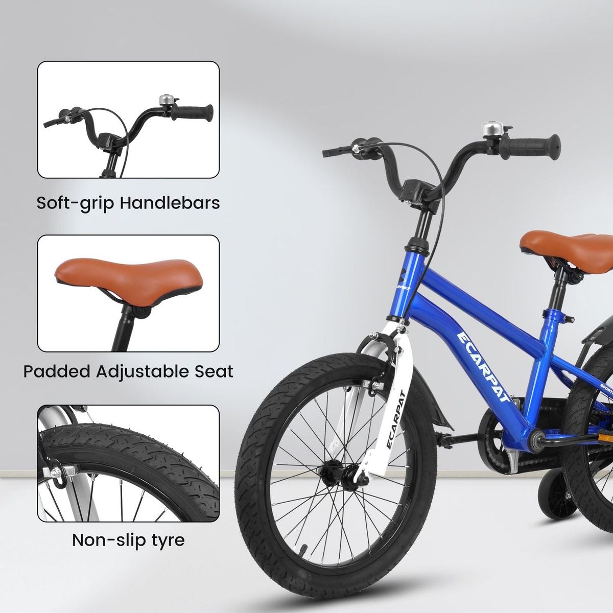 Kids Bike 14 inch for Boys & Girls with Training Wheels, Freestyle Kids' Bicycle with fender.