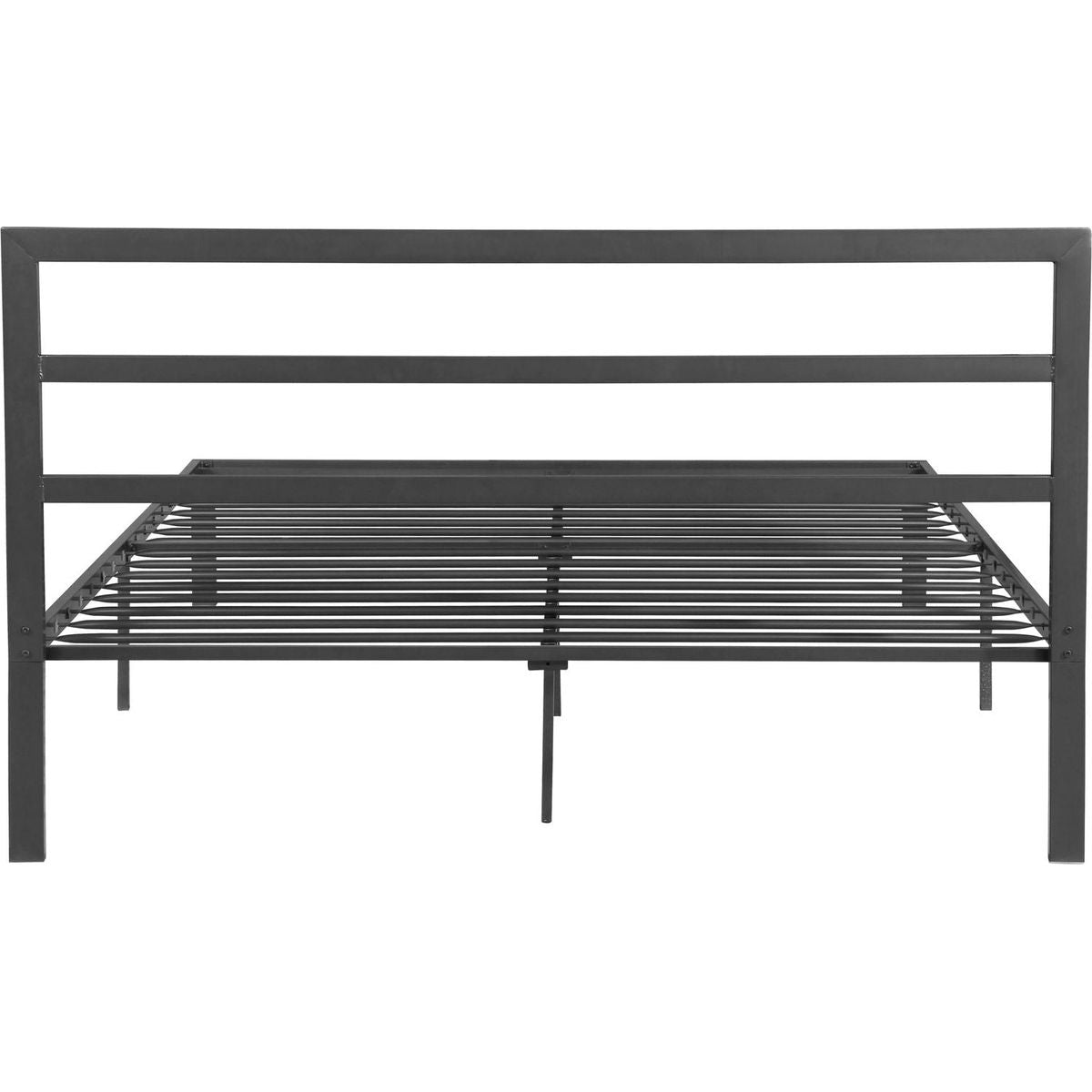 Queen Size Metal Bed Frame with Headboard Charcoal Grey