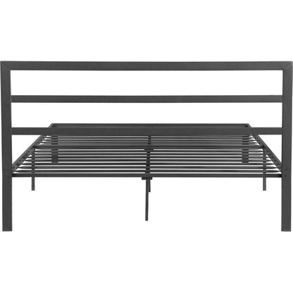 Queen Size Metal Bed Frame with Headboard Charcoal Grey