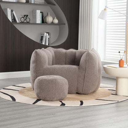 Soft Bean Bag Chair with High Resilient Foam(Chips)for living room and bedroom,Comfortable Square Lazy Sofa with Footstool, Cover for Adults to Gaming, Reading, and Watching TV - Streamdale Furniture