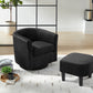 Swivel Accent Chair 360 Comfy Recliner Corduroy Arm Chair Single Sofa with Ottoman for Living Room Bedroom,Black