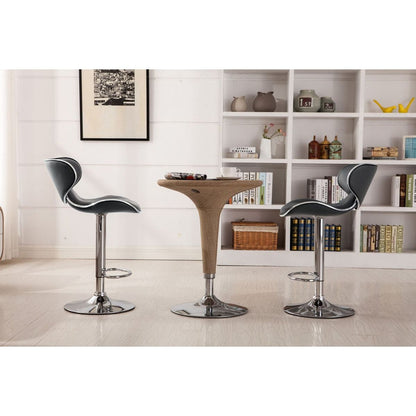Masaccio Upholstery Airlift Adjustable Swivel Barstool with Chrome Base, Set of 2, Grey