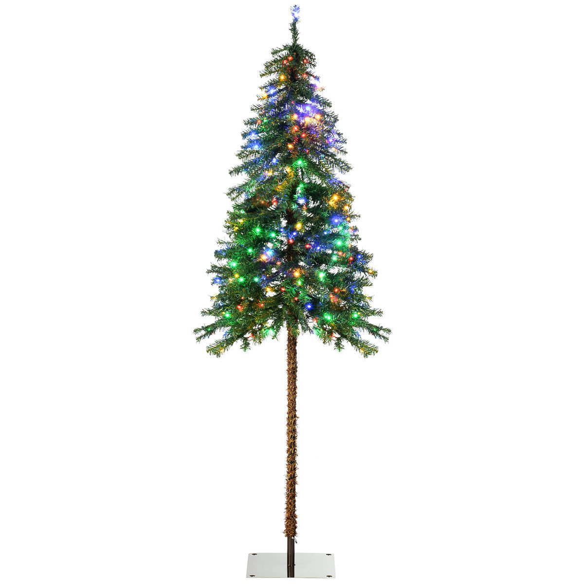 HOMCOM 6ft Tall Prelit Pencil Artificial Christmas Tree Holiday Décor with 442 Branches, 175 Warm White or Colorful LED Lights, Steel Base