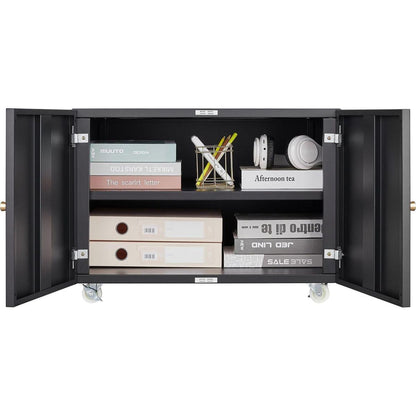 Office furniture Copier Cabinet BLACK 2 door steel copier stand mobile pedestal file Printer Stand