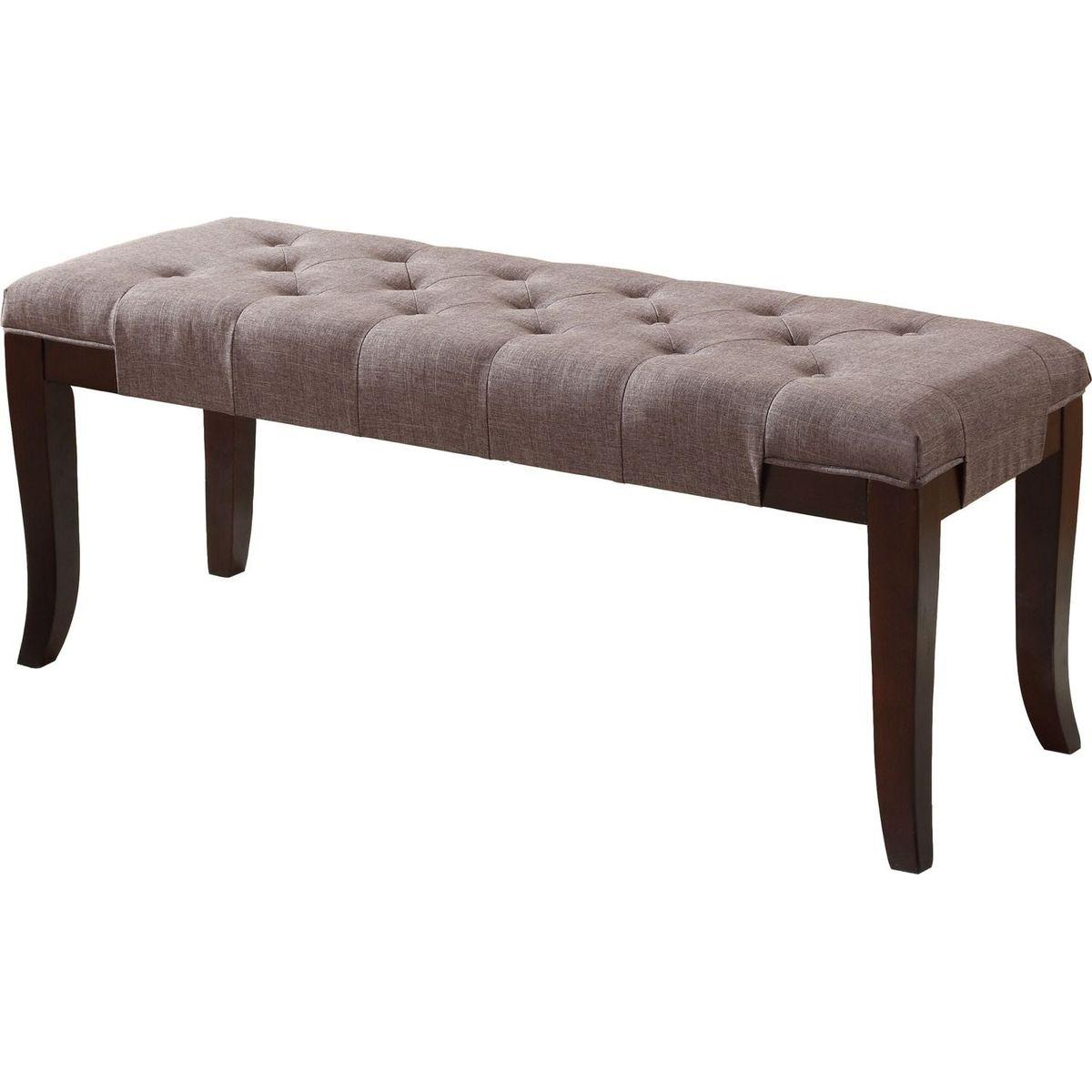 Linon Tufted Bench, Fabric, Brown