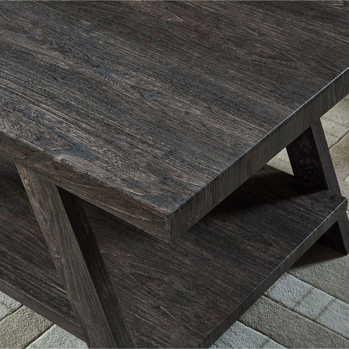 Athens Contemporary Replicated Wood Shelf End Table in Charcoal Finish