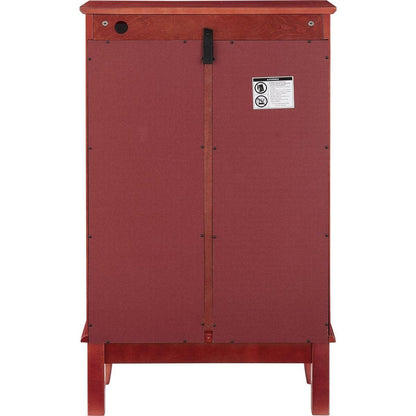 2 Doors Curio Cabinet with Tempered Glass Doors, Curio Cabinets with Mirrored Back Panel and Adjustable Shelves, Lighted Display Cabinet for Home, Office Light Bulb Included Cherry