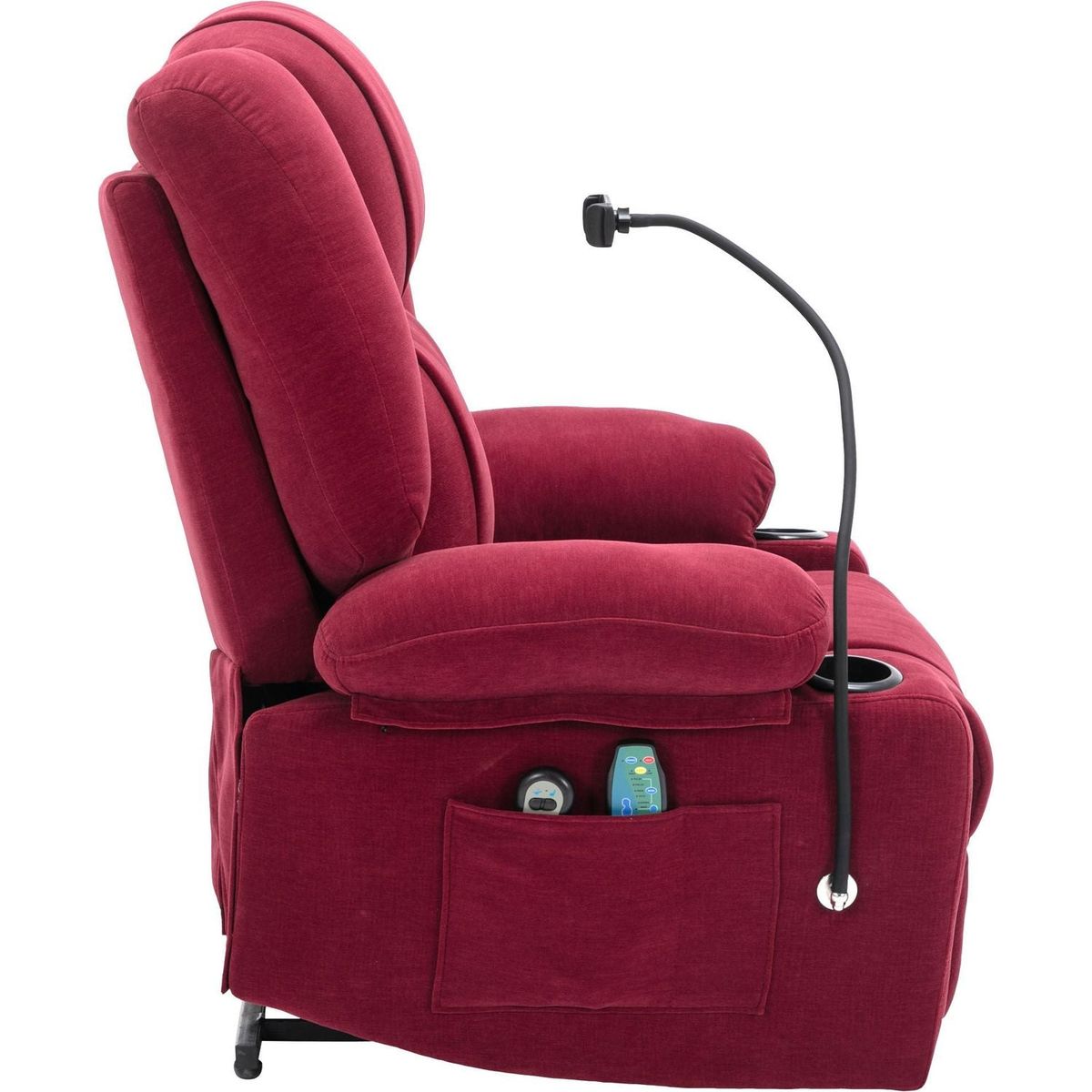 Power Lift Recliner Chair Electric Recliner for Elderly Recliner Chair with Massage and Heating Functions, Remote, Phone Holder Side Pockets and Cup Holders for Living Room, Red