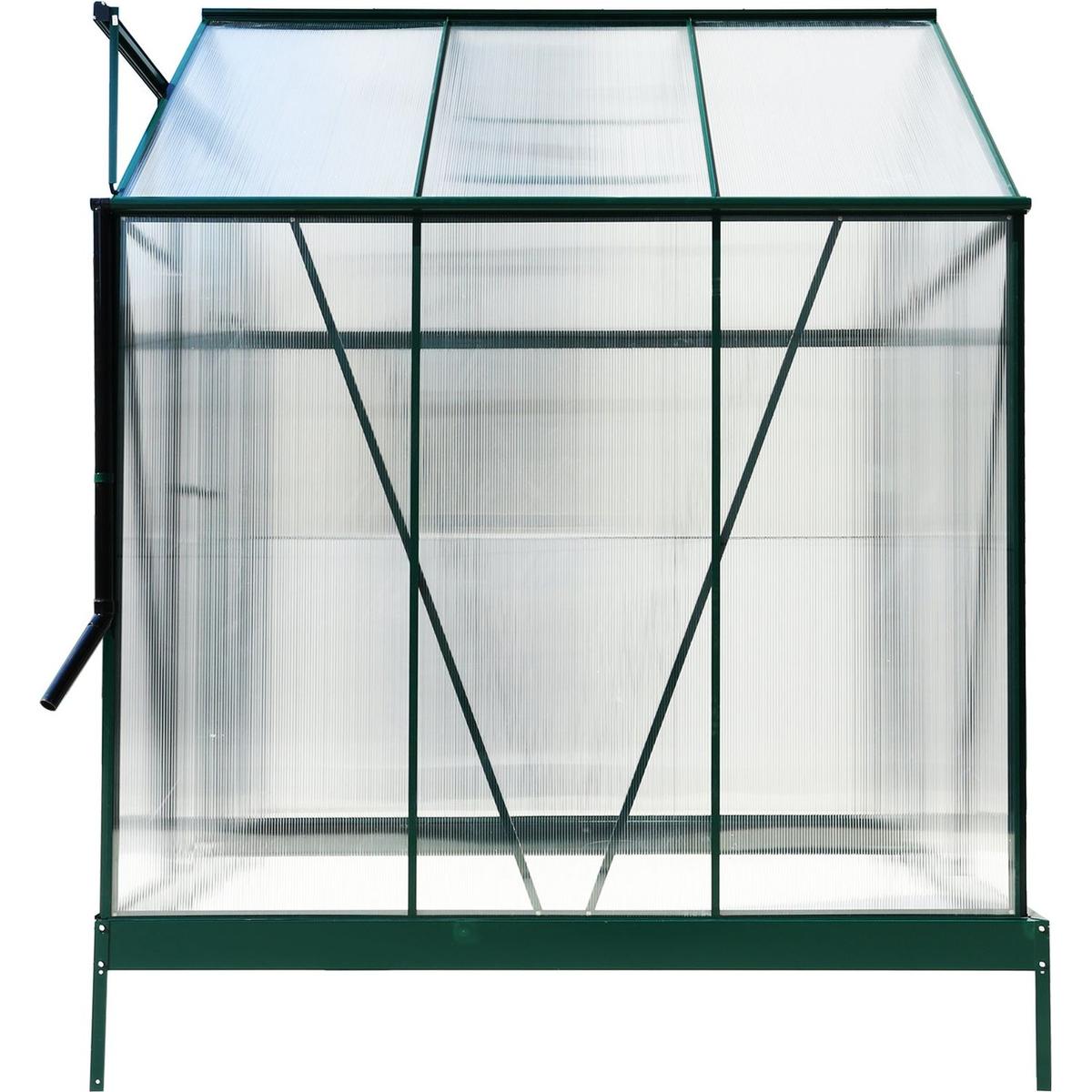 6.3'x6.2'x7' Polycarbonate Greenhouse, Heavy Duty Outdoor Aluminum Walk-in Green House Kit with Rain Gutter, Vent and Door for Backyard Garden, color green