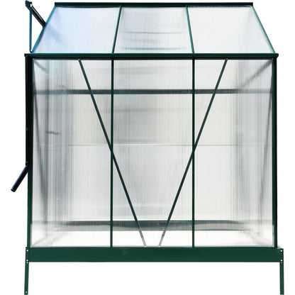 6.3'x6.2'x7' Polycarbonate Greenhouse, Heavy Duty Outdoor Aluminum Walk-in Green House Kit with Rain Gutter, Vent and Door for Backyard Garden, color green