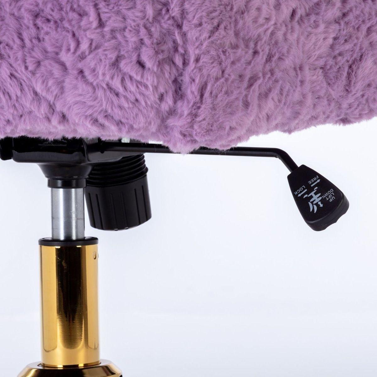 Office Chair,Artificial rabbit hair Home Office Chair with Golden Metal Base,Adjustable Desk Chair Swivel Office Chair,Vanity Chair(Violet) - Streamdale Furniture