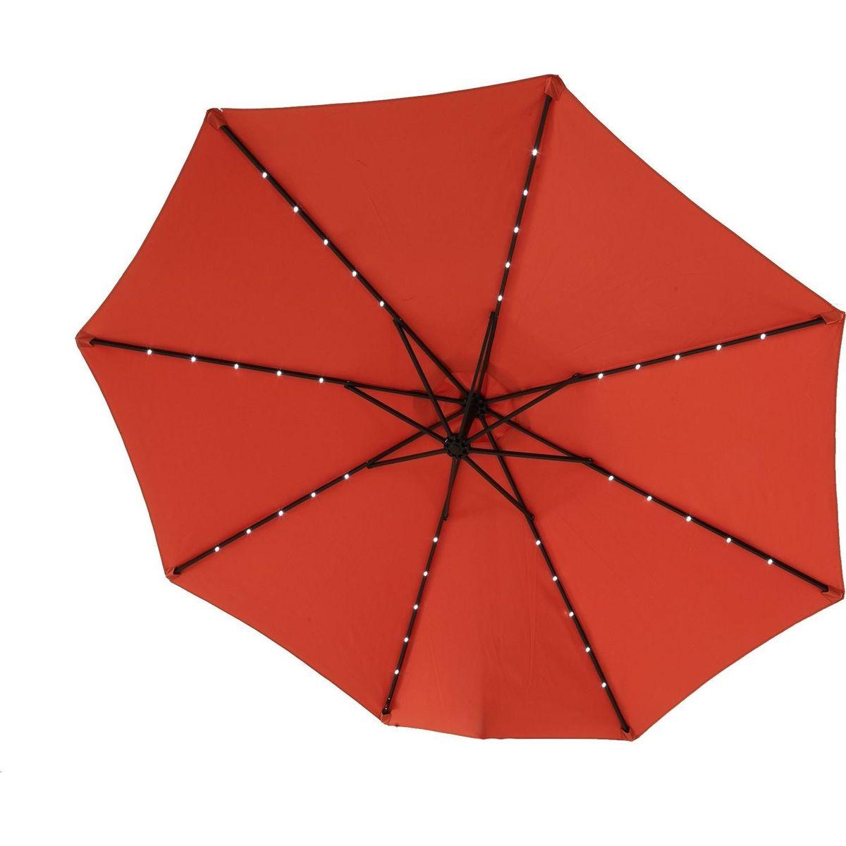 10ft Solar LED Offset Hanging Market Patio Umbrella (orange)