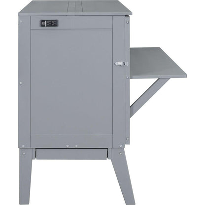 Queen Size Murphy Bed with USB Port and removable Shelves on Each Side,Gray