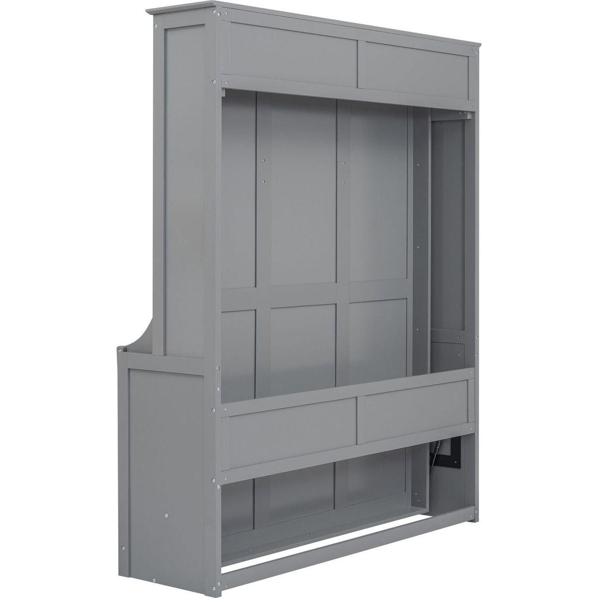 Queen Size Murphy Bed with a Shelf, Gray