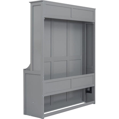 Queen Size Murphy Bed with a Shelf, Gray
