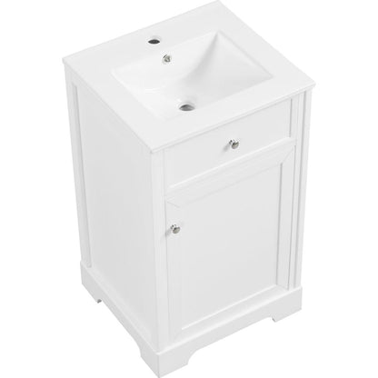 20" Bathroom Vanity with Sink, Bathroom Cabinet with Soft Closing Door, Storage Rack and Adjustable Shelve, White