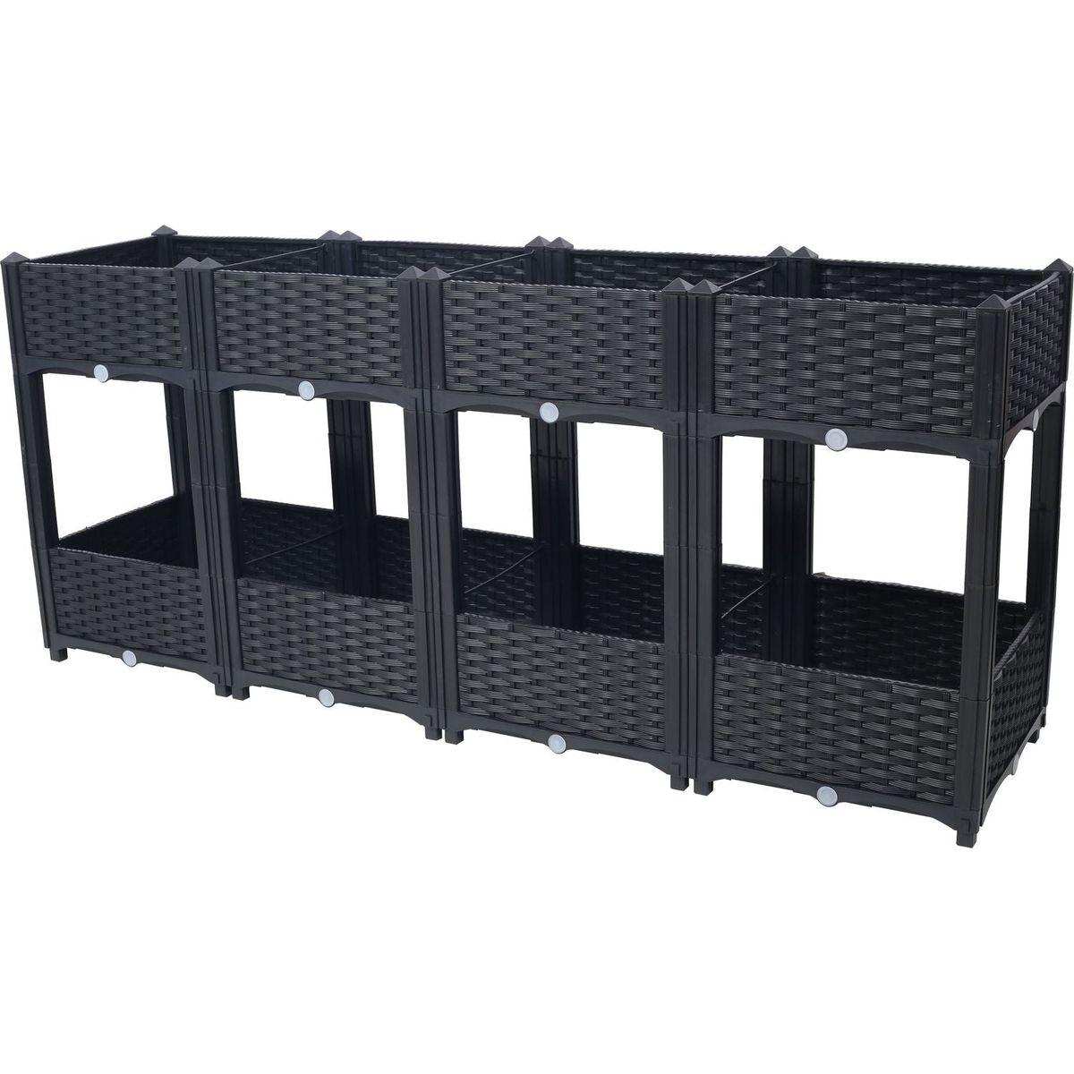 Planter Raised Beds - Elevated Planter Garden Box with Drainage Plug Raised Garden Beds for Vegetable/Flower/Herb Outdoor Standing Planter Beds Gardening Kit,Black,63"x15.7"x27.7"