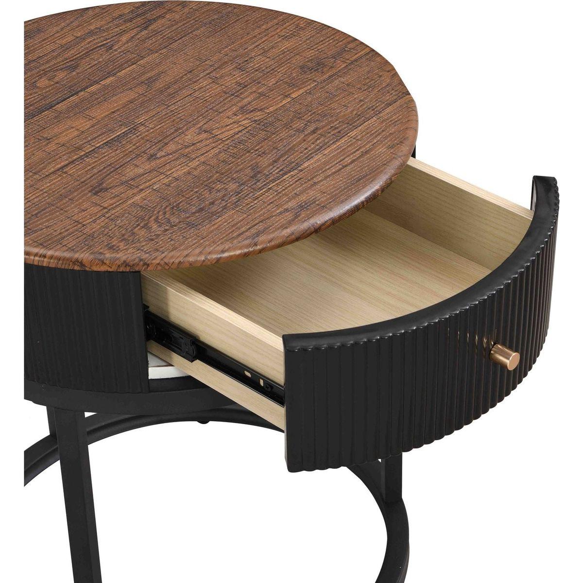 Round Nightstand with Drawer, 19.68 Inch Wood End Table with Storage, Small Table or Living Room, Bedroom and Small Spaces