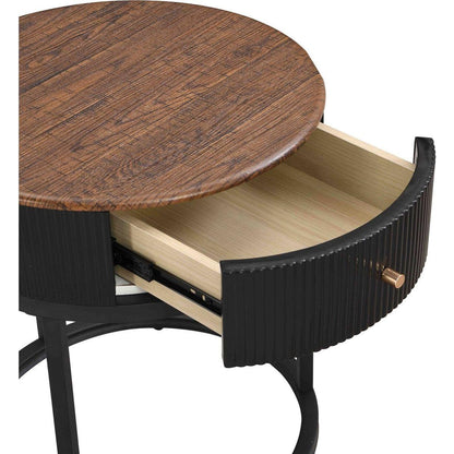 Round Nightstand with Drawer, 19.68 Inch Wood End Table with Storage, Small Table or Living Room, Bedroom and Small Spaces