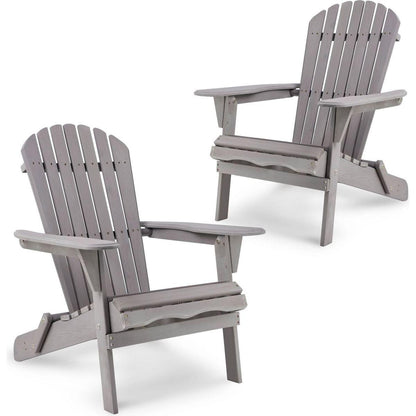 Wood Lounge Patio Chair for Garden Outdoor Wooden Folding Adirondack Chair Set of 2 Solid Cedar Wood Lounge Patio Chair for Garden, Lawn, Backyard