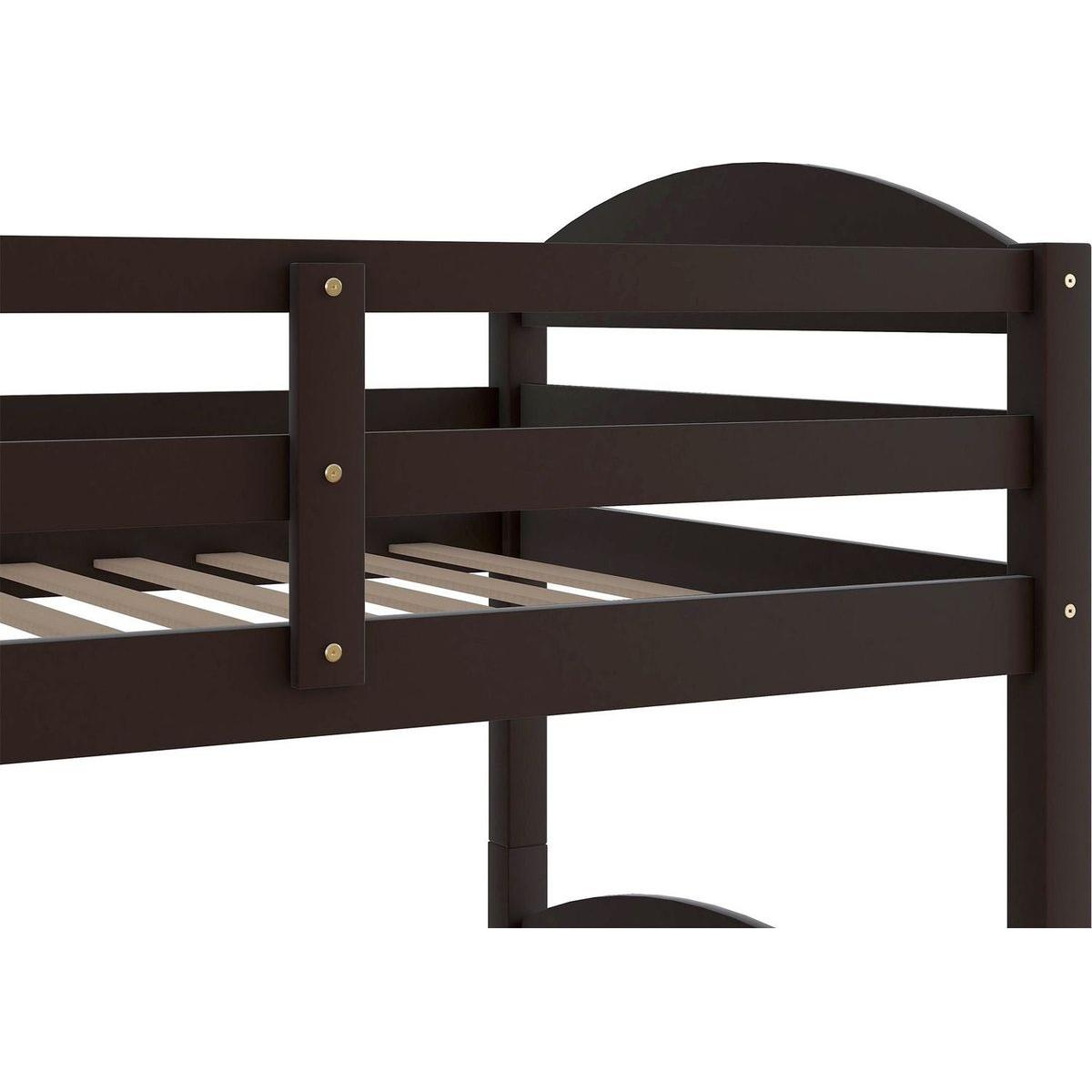 Twin L-Shaped Bunk bed with Trundle-Espresso{O