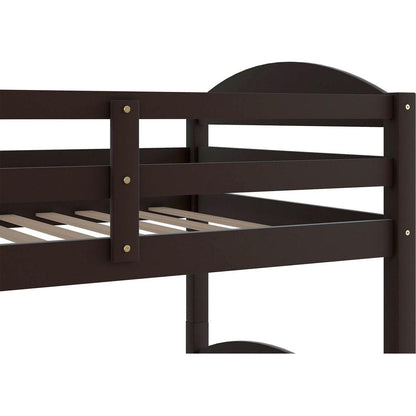 Twin L-Shaped Bunk bed with Trundle-Espresso{O