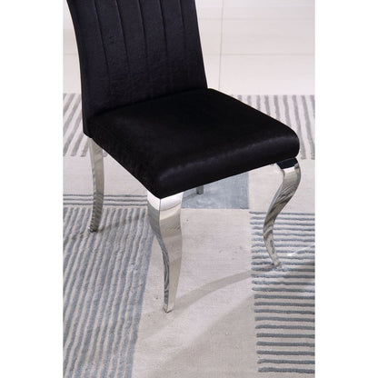 Modern Velvet Dining Chairs Set of 2, Upholstered Accent Armless Chairs with Stripe Backrest