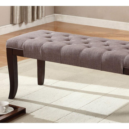 Linon Tufted Bench, Fabric, Brown