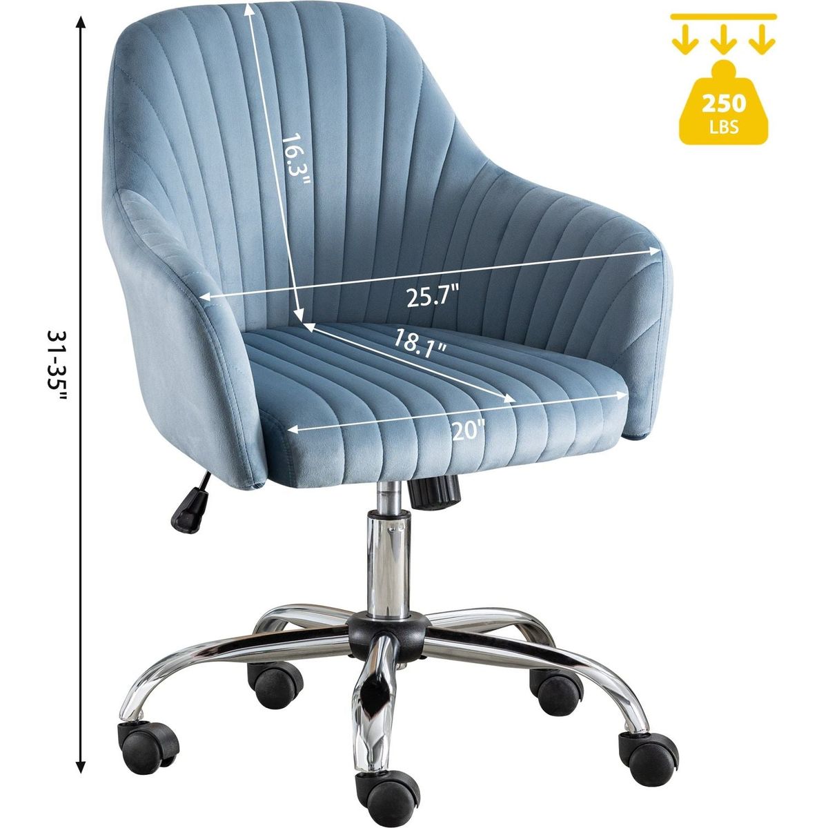 New -Modern home office leisure chair with adjustable velvet height and adjustable casters (LIGHTBLUE)